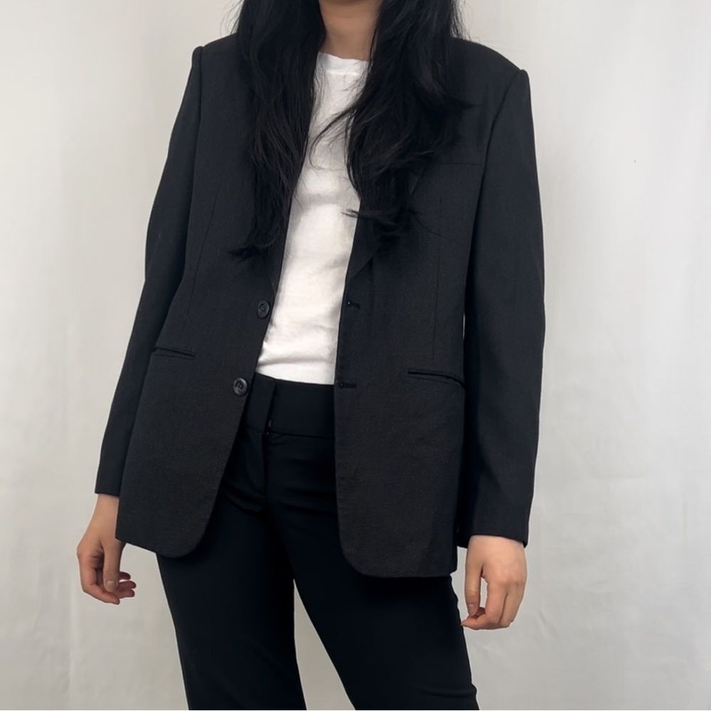 Vintage Tailored Oversized Dark Grey Blazer